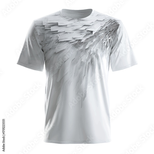 Vector art of white tshirt with abstract feather design