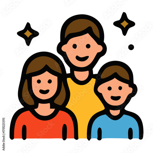 Family joyfully decorates with stars creating cherished memories, ideal for holiday and festive concepts in marketing, promotions, or familyrelated designs.