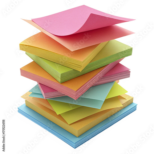 Vibrant stack of colorful sticky notes ready for brainstorming, planning, and creative project organization