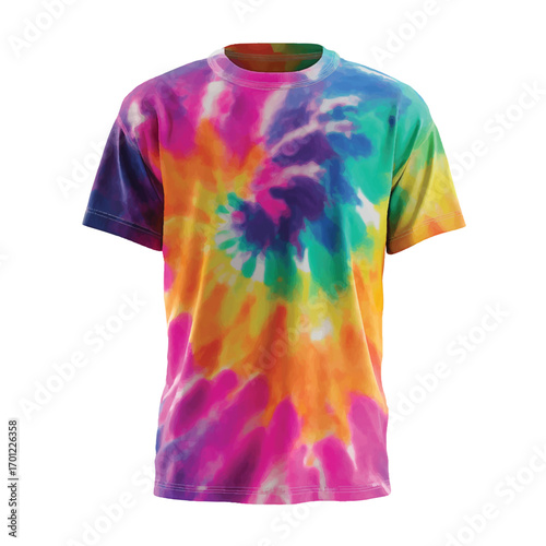 Vector art of colorful tiedye tshirt with a spiral pattern