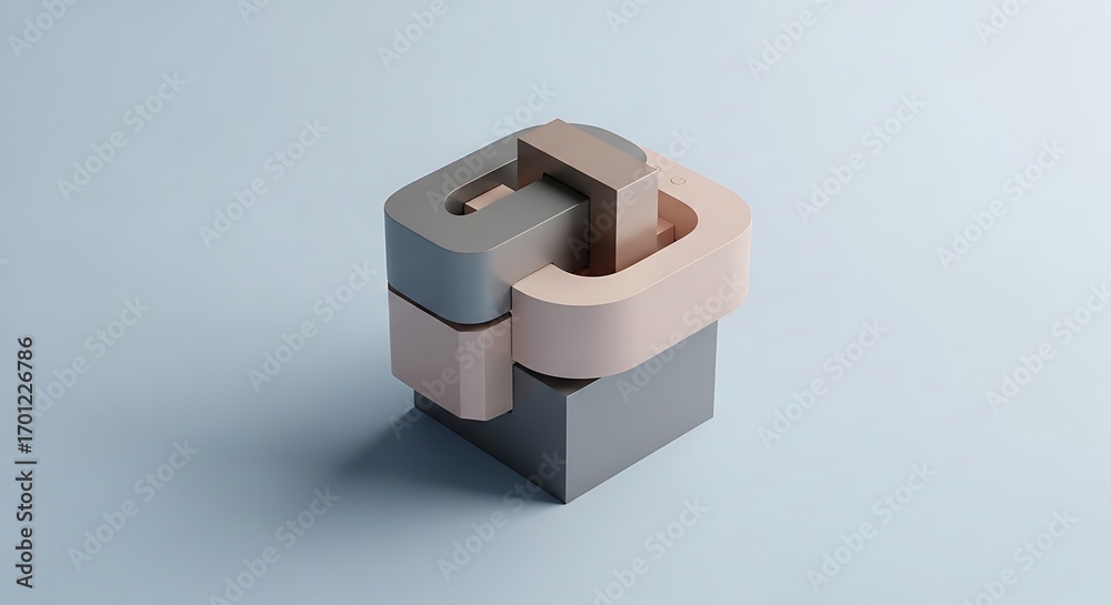 Obraz premium Geometric composition in muted tones featuring interlocking elements
