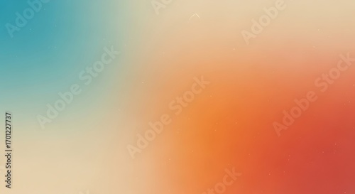 Abstract blurred background with a smooth color transition from vibrant orange to cool teal, creating a modern and artistic gradient effect