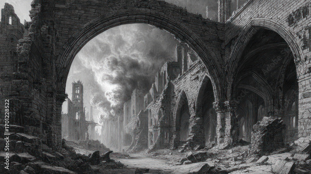 Obraz premium Ruined cityscape