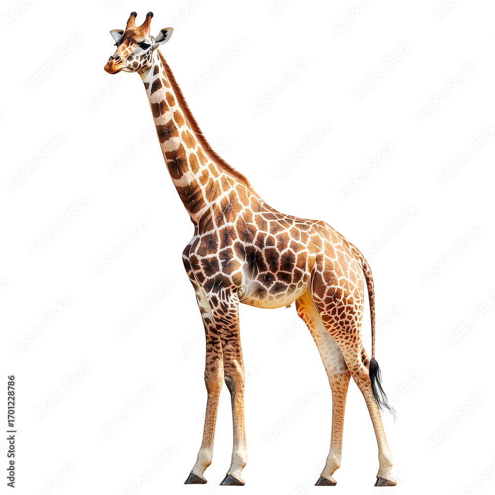 Obraz premium Giraffe standing on transparent background