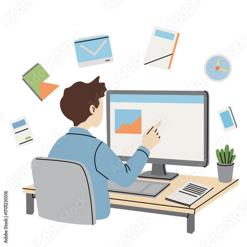 Remote Work Lifestyle with Laptop Home Office Workspace and Modern Online Business Productivity Concept