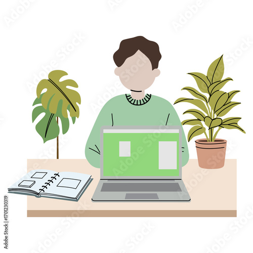 Remote Work Lifestyle with Laptop Home Office Workspace and Modern Online Business Productivity Concept