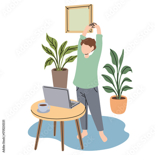 Remote Work Lifestyle with Laptop Home Office Workspace and Modern Online Business Productivity Concept
