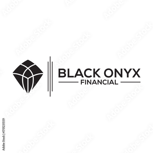 Black onyx financial logo isolated on white background, perfect for financial services