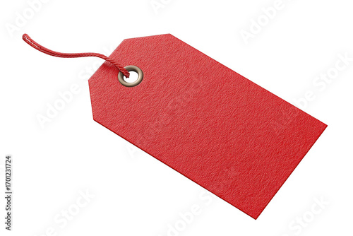 Red tag with a red tag hanging from it