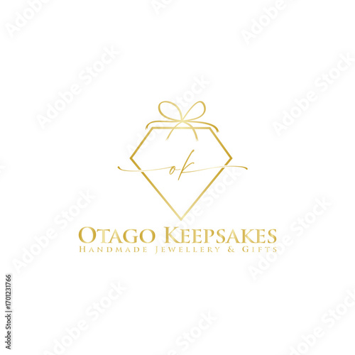 Otago keepsakes logo isolated on white background, a delicate and elegant design