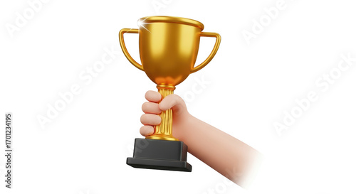 Hand Holding Golden Trophy Cup detailed illustration concept inspired by Hand Holding Golden Trophy