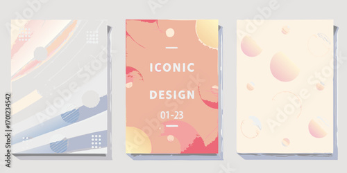 Abstract artistic covers with pastel brush strokes and geometric shapes for design inspiration