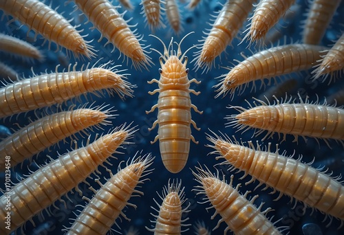 Screwworm Parasite outbreak or epidemic as flesh-eating larvae Infectious disease and public health issue as a vetirinary medicine concept or agricultural pest causing ulcerated lesions. 