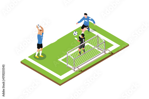 Modern Isometric Live Soccer Tournament Illustration, Suitable for Diagrams, Infographics, Book Illustration, Game Asset, And Other Graphic Related Assets
