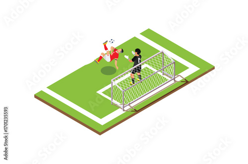 Modern Isometric Live Soccer Tournament Illustration, Suitable for Diagrams, Infographics, Book Illustration, Game Asset, And Other Graphic Related Assets
