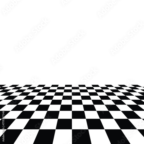 Floor in perspective with checkerboard texture. Empty chess board transparent background.