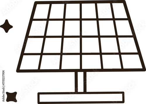 Solar panel line drawing with light shape on top