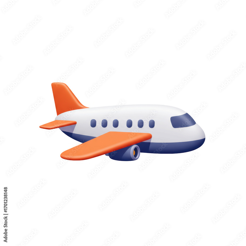 Obraz premium Modern Playful 3d Cartoon Airplane Icon with Embossed Effect on Gradient Background