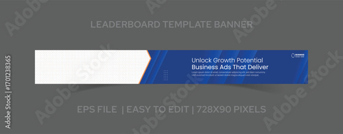 Stylish Business Leaderboard Template 728x90 Pixels for Advertising