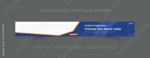 Clean Leaderboard Banner Template 728x90 Pixels with Professional Layout