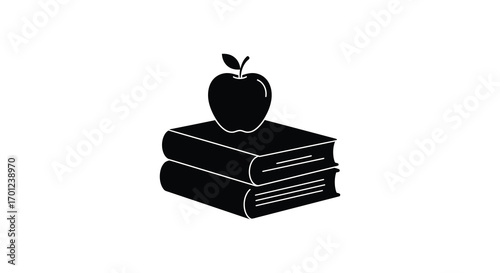 an apple resting atop stacked books symbolizing knowledge