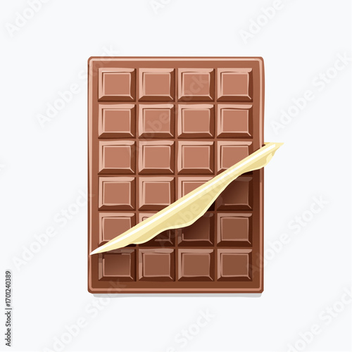 Delicious Milk Chocolate Bar Wrapper Partially Open Unwrapped Sweet Confectionery Treat