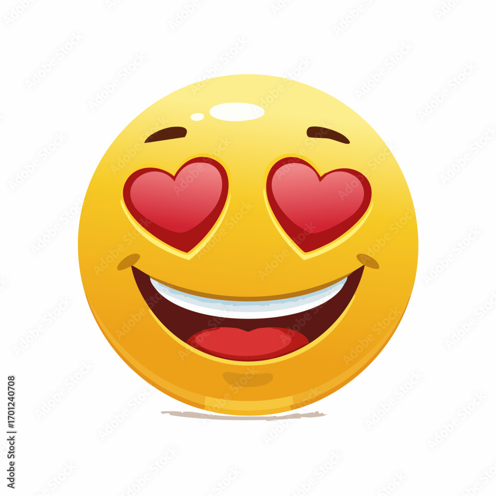 Fototapeta premium Vector illustration of a smiling emoji with heart eyes, expressing love and affection