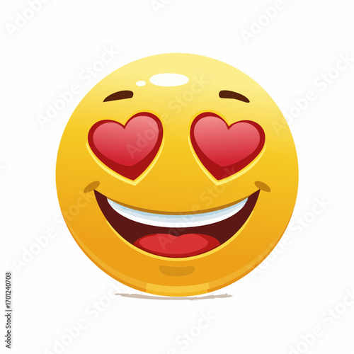 Vector illustration of a smiling emoji with heart eyes, expressing love and affection