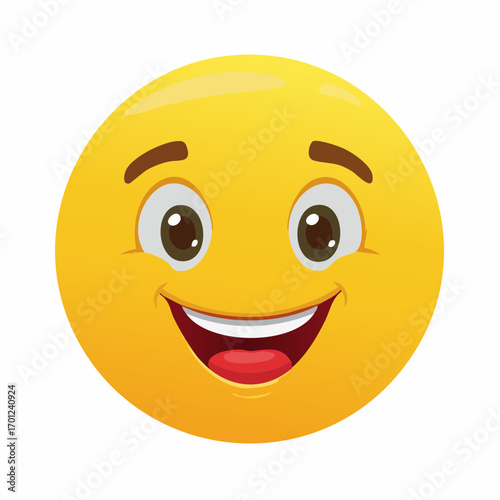 Happy Yellow Smiley Face Emoticon Vector Illustration