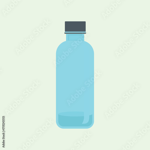Sleek Blue Water Bottle with Grey Cap - Minimalist Vector Art