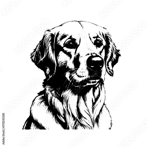 Beagle, line art engraving, black and white, hand drawn, vector illustration, isolated on white transparent background