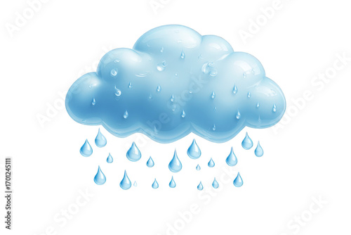 Blue cloud with raindrops falling from it