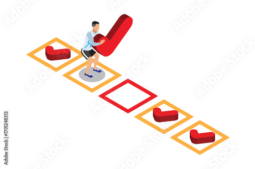 Isometric Online survey concept with characters. illustration isolated on white background, Can use for web banner, infographics, . Suitable for Diagrams, Graphic Related Asset