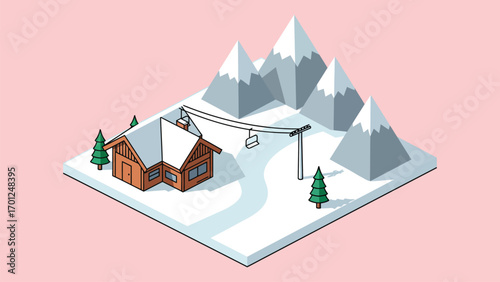 Cozy Ski Chalet in Snowy Mountain Landscape