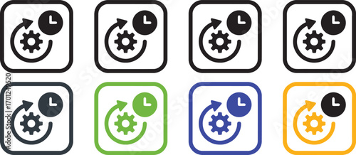 workflow, process, icon, clock, gear, cycle, arrow, time, management, automation, efficiency, operation, system, progress, development, strategy, planning, task, project, schedule, routine, mechanism,