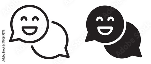 speech bubbles icons. with happy face and big smile isolated on white background.