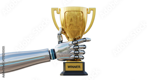 Artificial Intelligence Wins Golden Trophy Award unique artwork design concept based on Artificial Intelligence