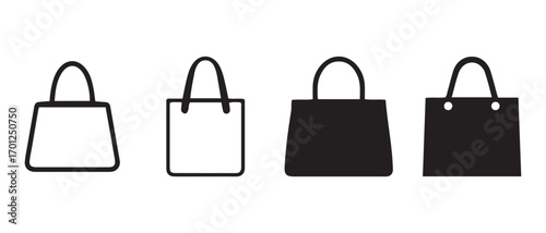 Shopping bag icon set. isolated on white background, retail and commerce concept.