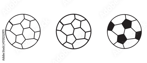soccer balls icon set. with different styles isolated on white background.
