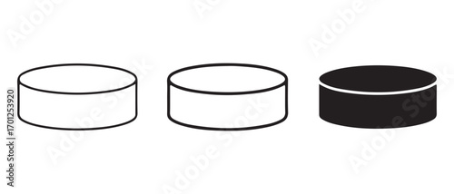Set of round box icons. in different styles isolated on white background.