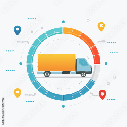 Delivery Truck Inside Circular Tracking System