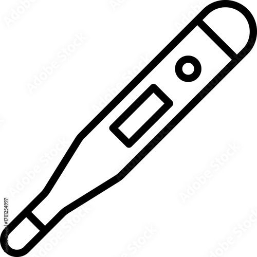 Black thermometer icon - outline