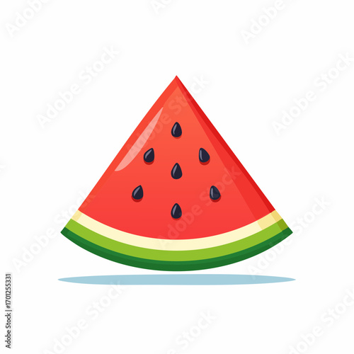 Ripe Red Watermelon Slice With Black Seeds