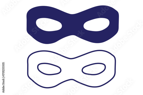 Different Mask silhouette isolated on transparent background Masquerade vector for apps or web party superhero carnival villain or burglar icon in flat. costume eye mask hidden person face