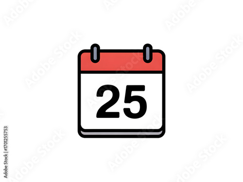 Red Calendar Page with Number 25