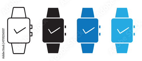 Smartwatch icon set. showing wrist watch isolated on white background.
