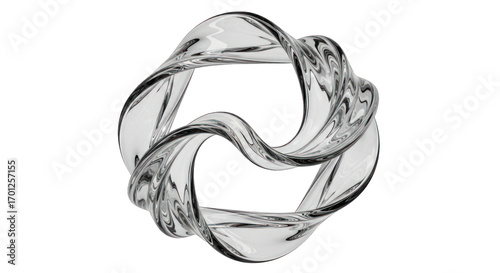 Fototapeta Naklejka Na Ścianę i Meble -  Abstract Clear Glass Knot Sculpture on White Background.