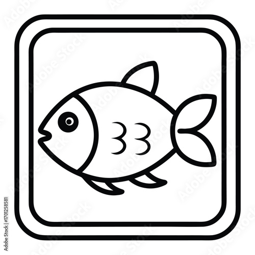 Charming cartoon fish gracefully swimming within a vibrant colorful aquarium scene illustration