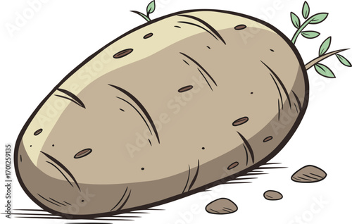 Single realistic potato vegetable illustration. Fresh potato isolated farm produce artwork. Realistic potato root vegetable design. Potato vegetable healthy food illustration. Organic potato realistic