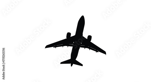aerial view of airplane silhouette against clear sky